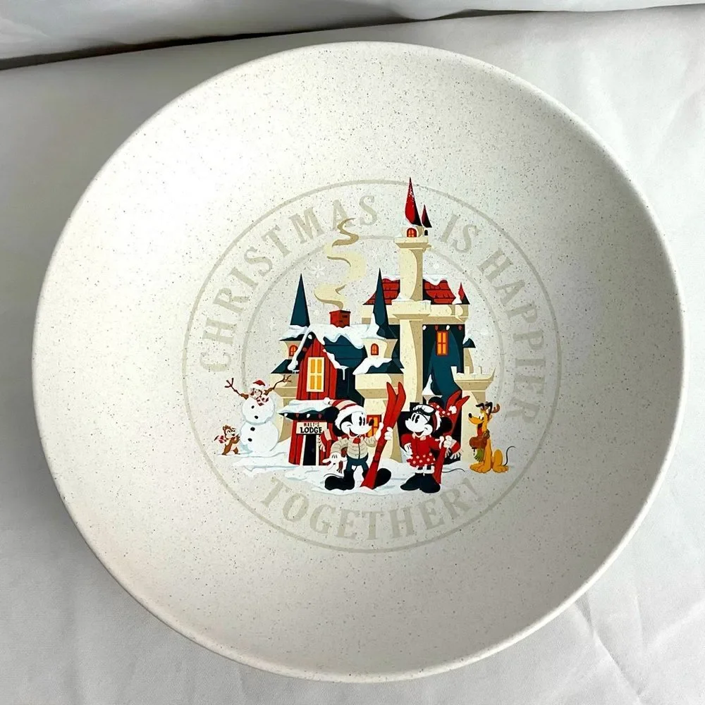 Disney Christmas Serving Bowl Christmas is Happier Together New Holiday Lodge